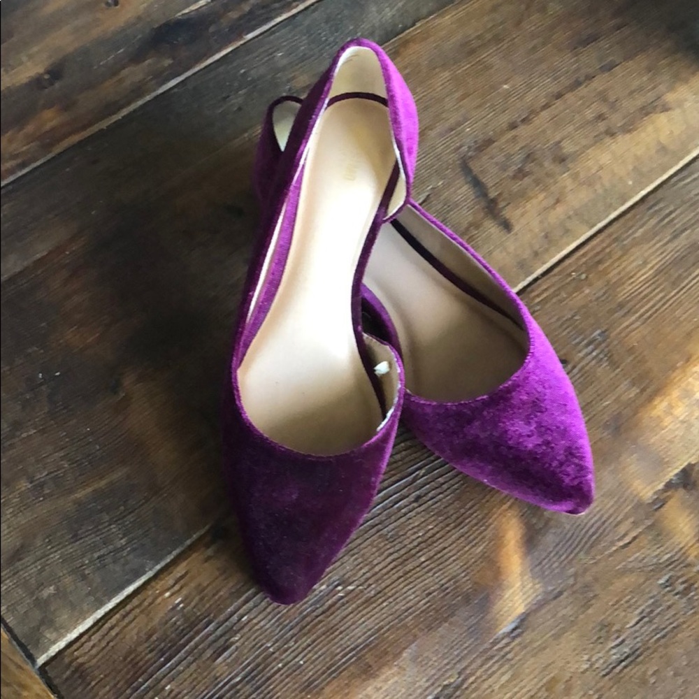 Velvet pointed toe flats